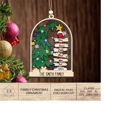 Personalized Christmas Family Tree Ornament SVG, Family Gift Ornament svg, Christmas Ornament svg, Ornament laser files,