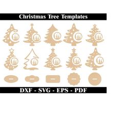 Christmas Tree Templates / Snowflakes for Laser Cutting - dxf, svg, pdf, eps.