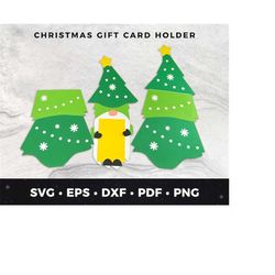 gnome christmas tree gift card holder svg, xmas svg, christmas giftcard holder download diy christmas gift,gnome svg pap