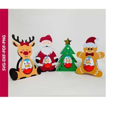 Christmas Surprise Egg Holders, Santa Claus, Deer, Gingerbread And Christmas Tree Surprise Egg Holder, Digital Download