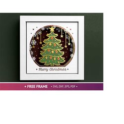 3D Christmas Tree Shadow Box, Merry Christmas Svg, Christmas Star Svg, Snowflakes, Files For Cricut and Silhouette with
