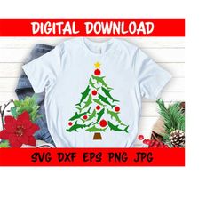 Shark Christmas Tree SVG, Printable Design for Kids Girls Boys Animal Lover, Sea Ocean, Cut Files for Cricut, Silhouette