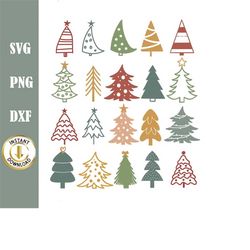 Hand drawn Christmas tree svg png dxf bundle, Doodle Christmas tree svg, Christmas tree svg png dxf, Christmas tree cut