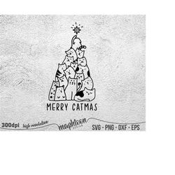 Merry Catmas Svg, cat christmas tree Svg Png Eps Dxf eps vector 300dpi