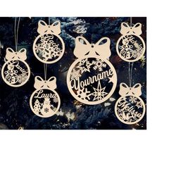 Christmas balls with Custom Name Tree Decorations Bauble Paper art | SVG, DXF, AI |011|