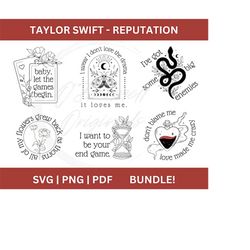 Reputation SVG Taylor Swift T-Shirt Illustration Bundle png pdf and svg Taylor Swiftie Shirt Eras Tour SVG Images Digita