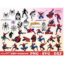 550 Files Spiderman Svg Bundle Layered Item, Clipart, Cricut, Digital Vector Cut File, 190 Unique Designes, Svg, Png, Dx
