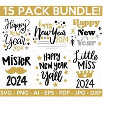 Happy New Year SVG Bundle, New Year SVG, New Year Shirt, New Year Outfit svg, Hand Lettered SVG, New Year Sublimation,