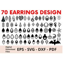 Earring Svg Bundle, 70 Styles Glowforge, Cutting Machine File, Earring Cut File,Svg File Cricut, Cricut Jewelry DXF, Las