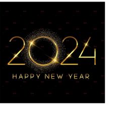 2024 Happy New Year, Luxury Greeting Card Background SVG, 24K Golden Calendar Elements PNG, Gold Calendar Clipart