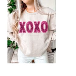 XOXO Sparkly Faux Sequins Valentines Day Png, Cute Valentines Day Shirt Design, Trendy Valentines Day Png, Sublimation,