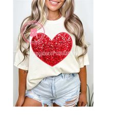 Red Valentines Day Heart PNG Faux Glitter Hearts Faux Sequins PNG Valentines PNG Vday Shirt Design