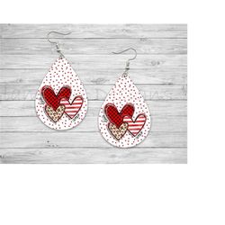 Valentines Day Buffalo Plaid and Cheetah Hearts Sublimation Earring Designs Template PNG, Instant Digital Download, Earr