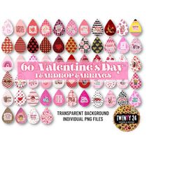 Valentine&39s Teardrop Earrings PNG Sublimation - Valentine&39s Day Earring BUNDLE of 60 PNG - Tear Drop Earring Designs