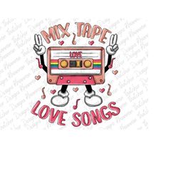 Mixed Tape Love Songs PNG, ValentinesPng, Sublimation Designs for Valentines Day Belt Bag PNG, Valentines Day Sublimatio