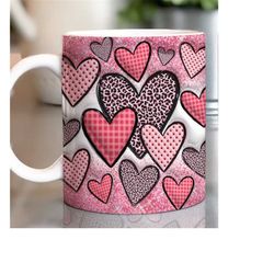 3D Valentine Hearts Inflated Mug Wrap, Leopard Valentine&39s Day Puffy 11oz 15oz Mug Sublimation,Valentines Day Heart Tu