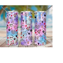 valentines day tumbler sublimation design, 20oz love hearts skinny tumbler wraps template png, 20oz straight tumbler