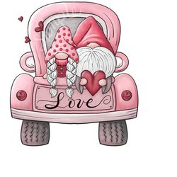 LOVE Valentine&39s Day Gnome Truck - PNG Clipart Commercial Use Instant Digital Download Dye Sublimation