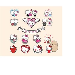 Kawaii Kitty Valentines Day Svg, Kawaii Kitty Svg Bundle, Cute Cat Svg, Valentines Svg, Kawaii Kitty Clipart, Png Cut Fi