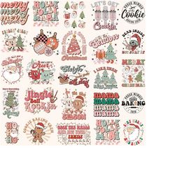 Retro Christmas Svg Png Bundle Don&39t Stop Believin&39 Jingle Bell Rockin Pink Santa Sleigh Lets Get Crackin&39 Jolly M