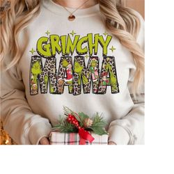Grincy Mama Leopard Png, Retro Mama Christmas png, Christmas Png, Mama Shirt Png, Trendy Christmas, Sublimation Designs,