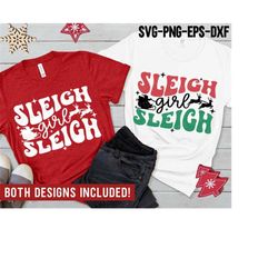 Sleigh Girl Sleigh SVG, Pink Christmas Svg, Holiday Png, Retro Christmas Shirt, Svg Files for Cricut