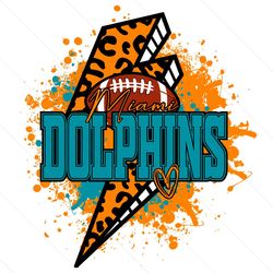 Miami Dolphins Football Lighting Leopard Svg