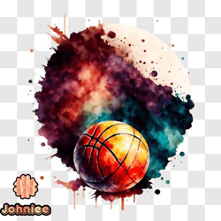 Inspirational Basketball Poster with Colorful Paint Splashes PNG Design 73