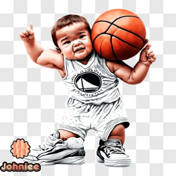 Adorable Baby Playing Basketball PNG Design 87