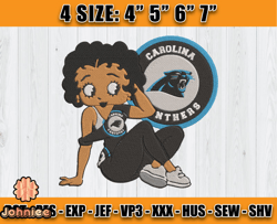 Panthers Embroidery, Betty Boop Embroidery, NFL Machine Embroidery Digital, 4 sizes Machine Emb Files -27-Joh
