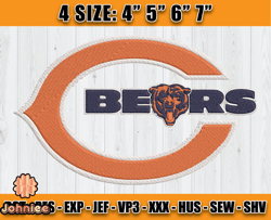Bears Embroidery, NFL Bears Embroidery, NFL Machine Embroidery Digital, 4 sizes Machine Emb Files - 02 Johniee