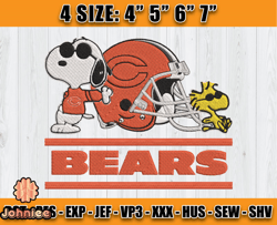 Bears Embroidery, Snoopy Embroidery, NFL Machine Embroidery Digital, 4 sizes Machine Emb Files-21 Johniee