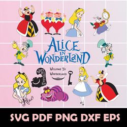 Alice In Wonderland SVG Bundle, Alice In Wonderland Clipart, Alice In Wonderland Vector, Alice In Wonderland Svg, Alice