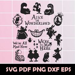 Alice in Wonderland Svg, Alice in Wonderland Png, Alice in Wonderland Eps, Alice in Wonderland Clipart, Alice Dxf