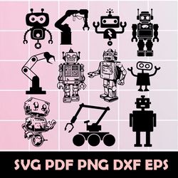 Robot SVG Bundle, Robot Clipart, Robot Vector, Robot Png, Robot Dxf, Robot Eps, Robot Cutfile, Robot shilouette, Robot