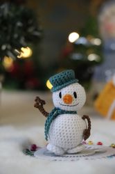 Crochet tiny snowman pattern amigurumi Eng