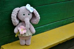 Elephant crochet pattern, DIY stuffed plush animals amigurumi Eng PDF