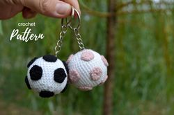 Easy crochet keychain soccer ball amigurumi pattern