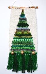 Christmas tree weaving Hand woven 62x25cm Woven Wall Hanging Large Woven Tapestry Geometric Wall