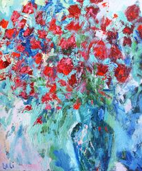 Floral Original Oil Painting Garden Flowers Floral Wall Art Small Painting 30x24cm
