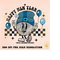 Retro Happy New Year PNG-png,Retro Disco ball Png,2023 png,Kids New Years png,Retro holiday png,Cute New Years png,Trend