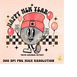 Retro Happy New Year PNG-png,Retro Disco ball Png,2023 png,Kids New Years png,Retro holiday png,Cute New Years png,Trend