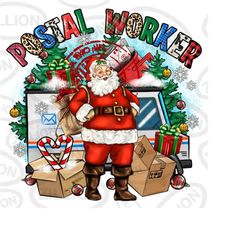 Postal Worker Christmas png sublimation design download, Merry Christmas png, Happy New Year png, Santa Claus png, subli