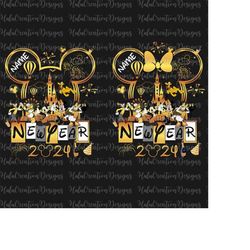 Custom Name Happy New Year 2024 Png, Mouse And Friends Png, New Year Png, Christmas Friends Png, New Year 2024 Png, Holi