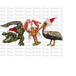 Christmas Alligator Pelican Crawfish Png Sublimation Design, Merry Christmas Png, Christmas Animal Png, Happy New Year P