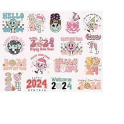New Year Png Bundle , Happy New Year 2024, Retro New Year Sublimation Bundle Png, Disco Ball New Year&39s PNG, Trendy Ne