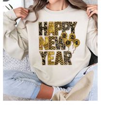 2024 New Year Glitter Sequins PNG Holidays, Happy New Year 2024 PNG, Disco New Year Sublimation Design Download, Boujee