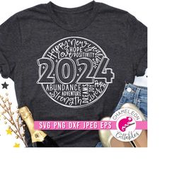 SVG, PNG, DXF, Jpeg, 2024 New Years Eve Svg, Happy New Year Shirt design Svg cut file and Sublimation png, Commercial Us
