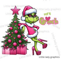 Pink Santa Suite Mrs. Grinch and Pink Christmas tree Svg, Mrs Grinch png, Christmas sublimation, Grinch Holiday Svg,Chri