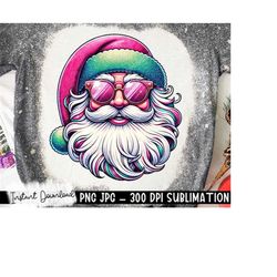 Santa with Sunglasses PNG, Cute Christmas T Shirt Sublimation Design, Pink Santa PNG, Christmas Clipart PNG